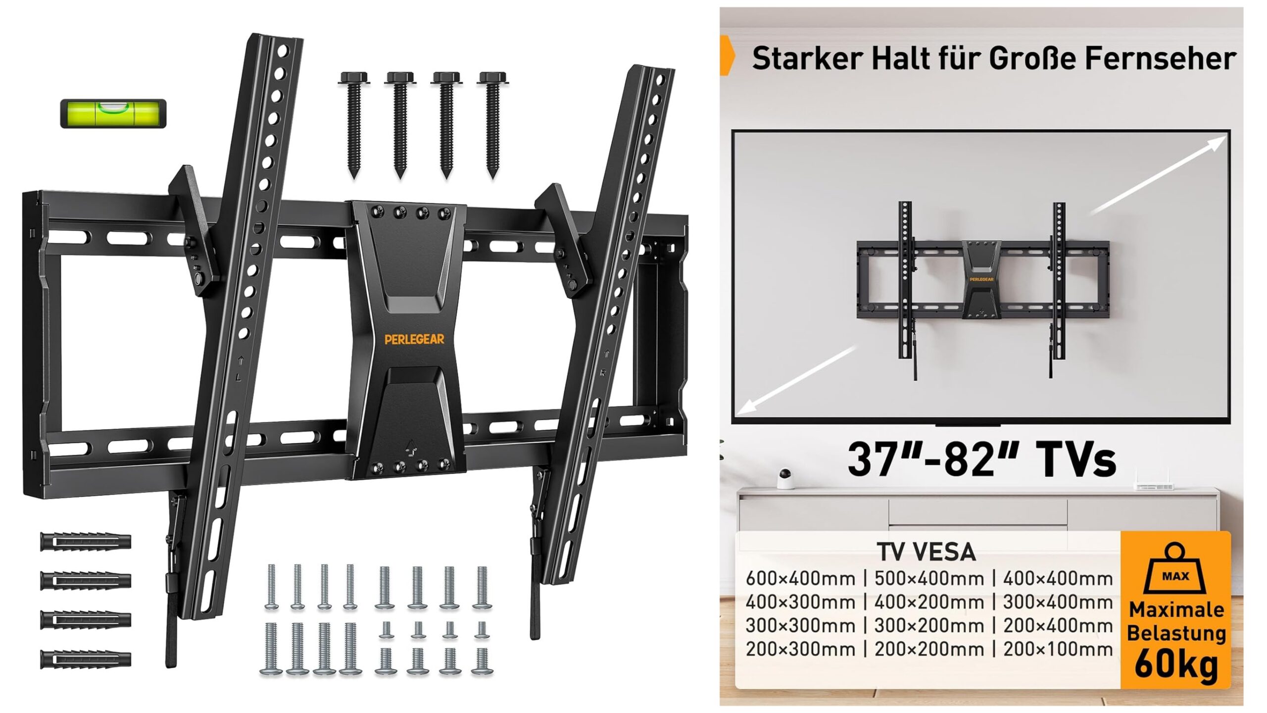 Support pour écran TV 75 pouces pas cher  - ce support TV est compatible avec les écrans de taille de 37 à 82 pouces