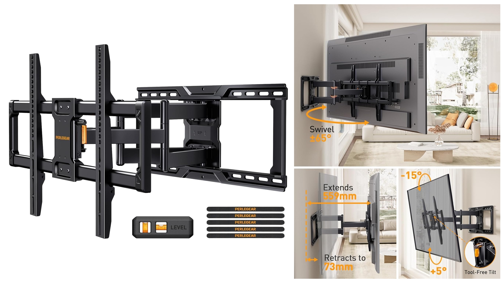 Support mural TV grand écran TV 75 pouces