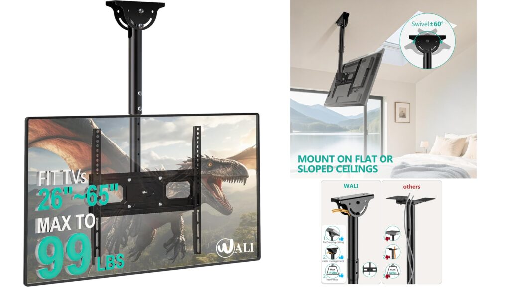 Support TV plafond incliné