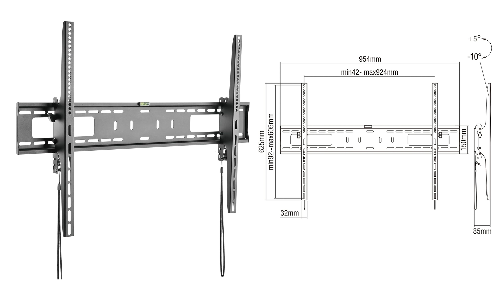 Support TV mural pour grand écran 75 pouces pour mur PLACO BA 13