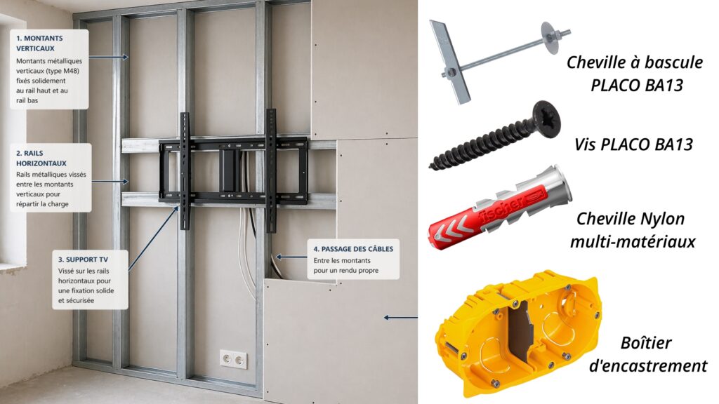 Fixation solide pour support TV mural 