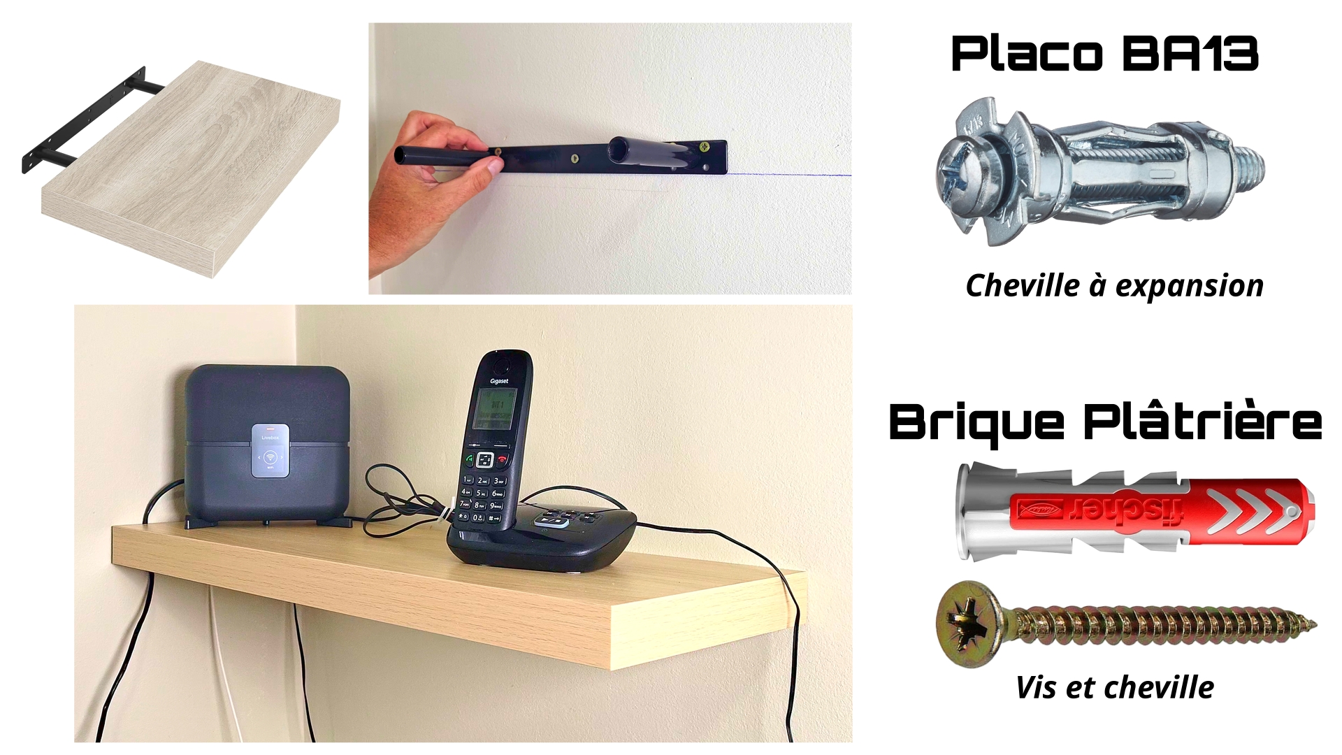 Comment fixer une étagère sur un mur en Placo BA 13 . Visserie 